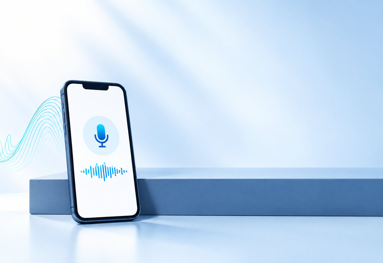 Illustration of a phone displaying a microphone and recording waveform.